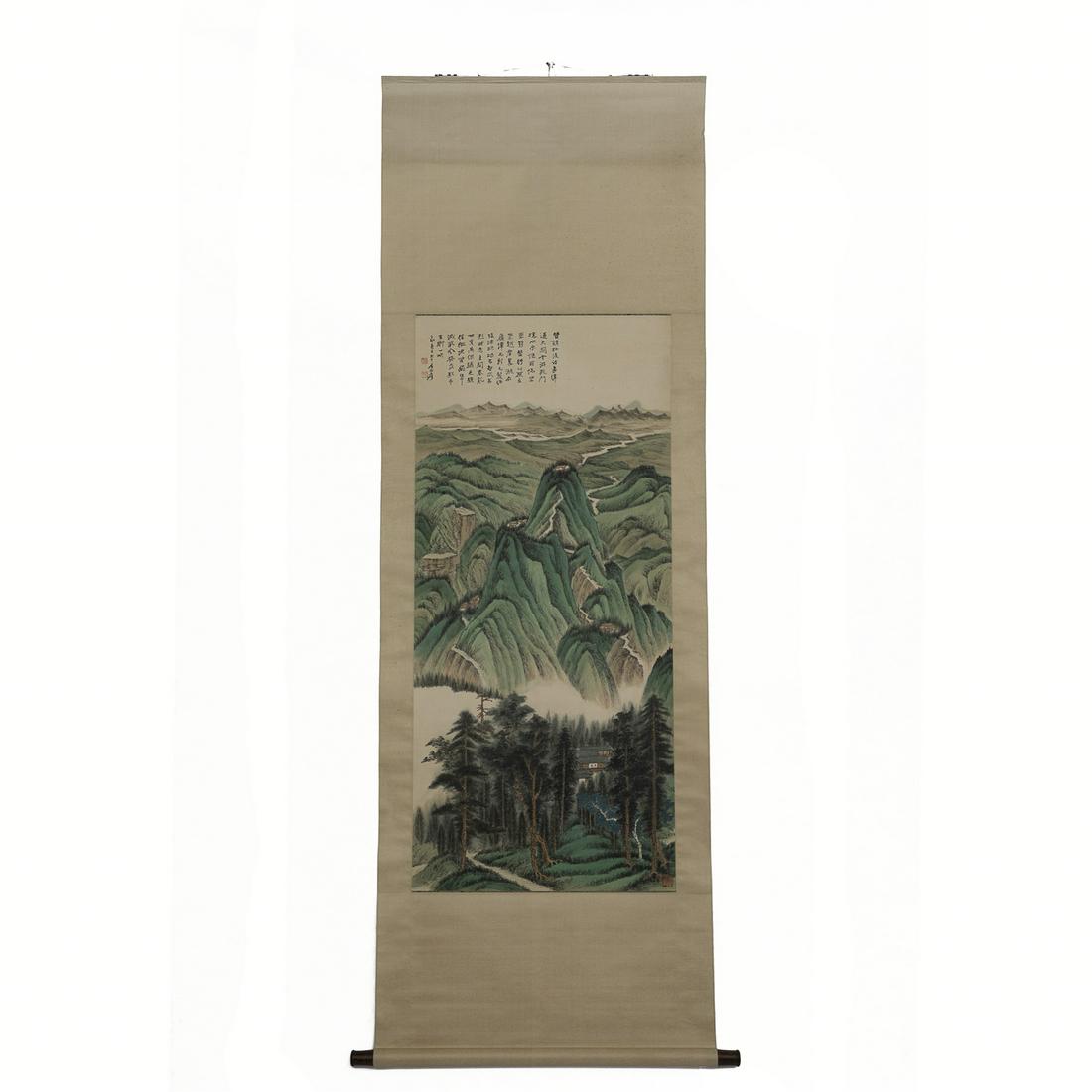 ZHANG DAQIAN WATERSIDE LANDSCAPE SCROLL PAINTING (1 of 6)