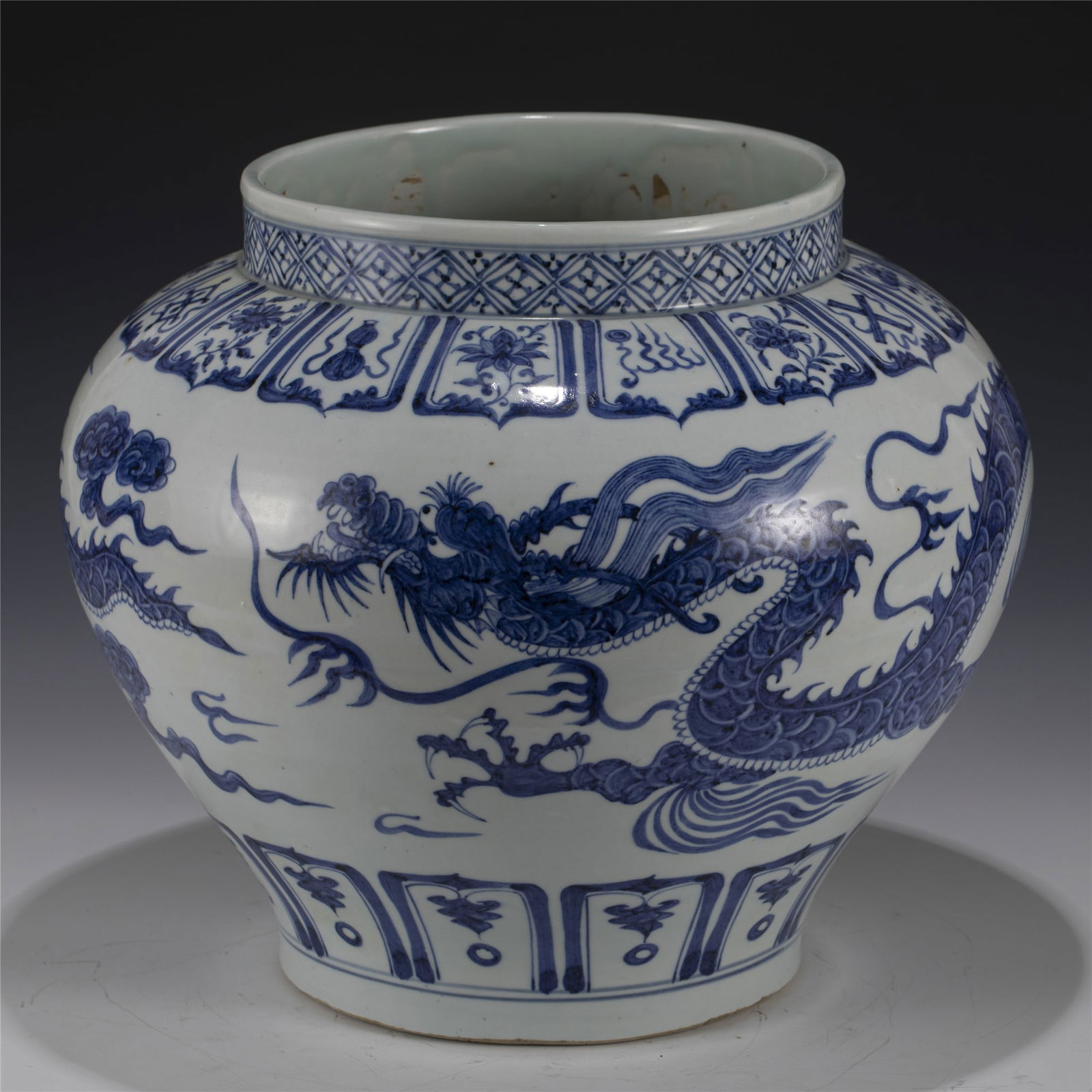 YUAN BLUE & WHITE DRAGON JAR (1 of 10)