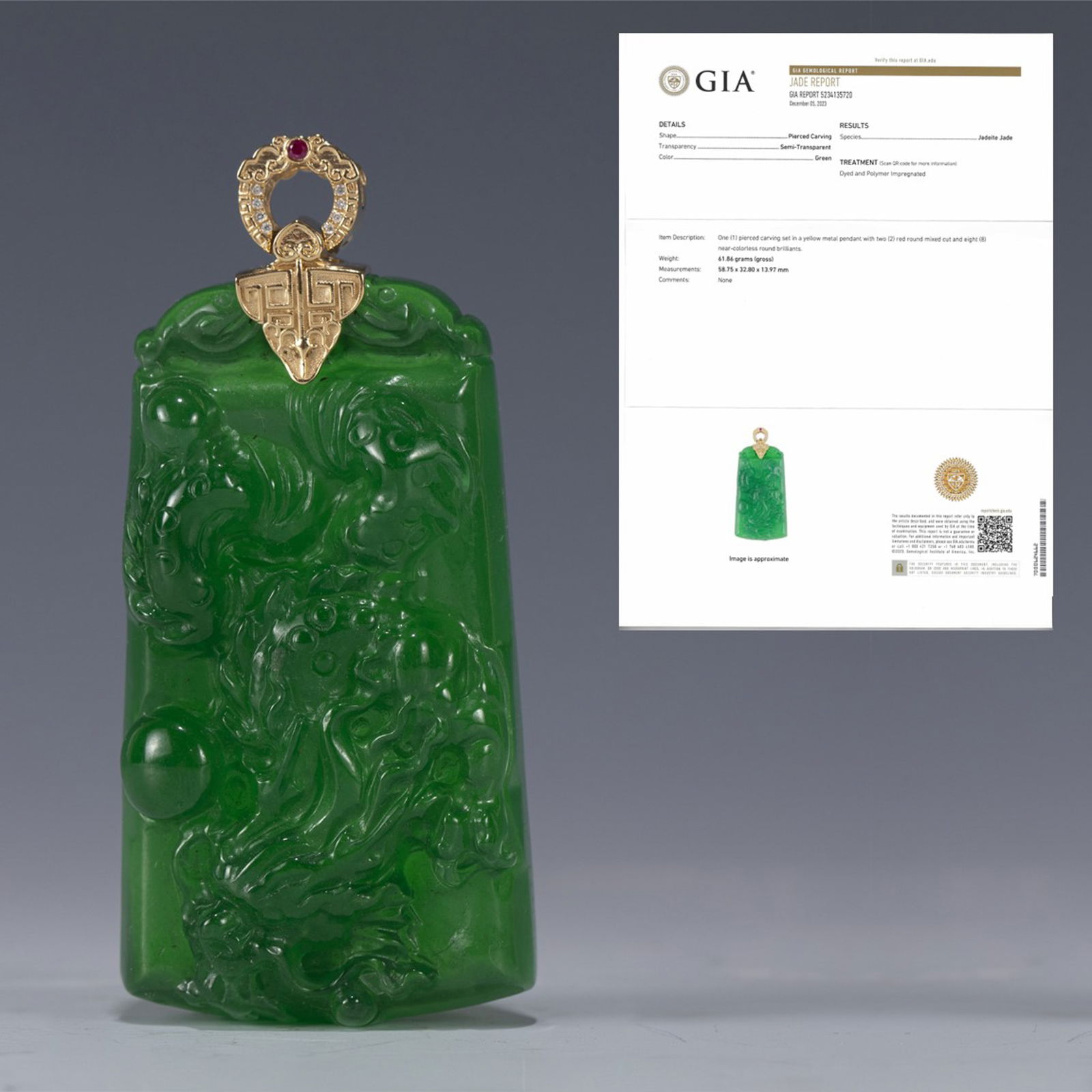 GIA CERT. CHINESE JADEITE PENDANT (1 of 12)