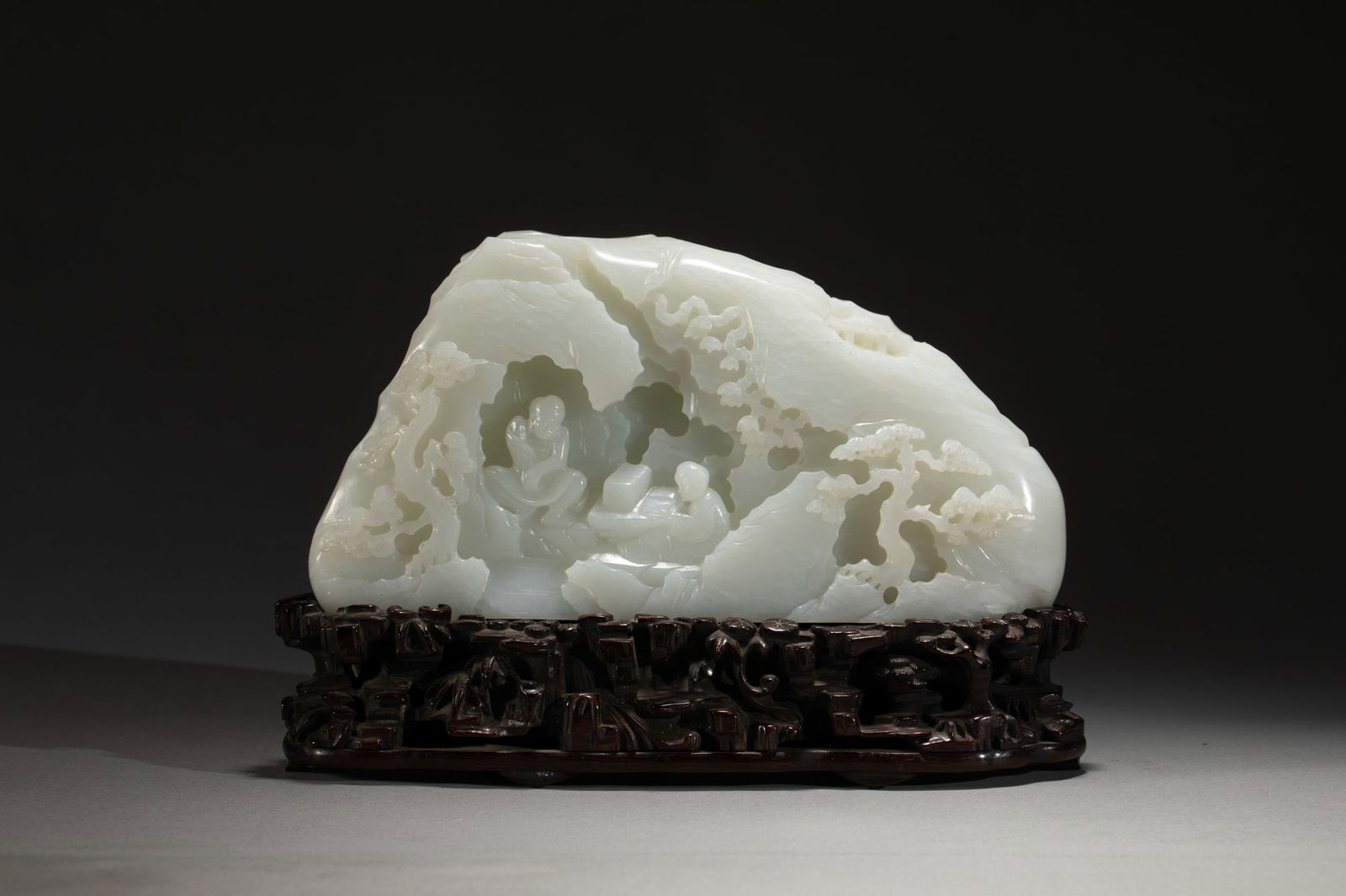 CHINESE WHITE JADE CARVED MOUNTAIN GROTTO (1 of 9)