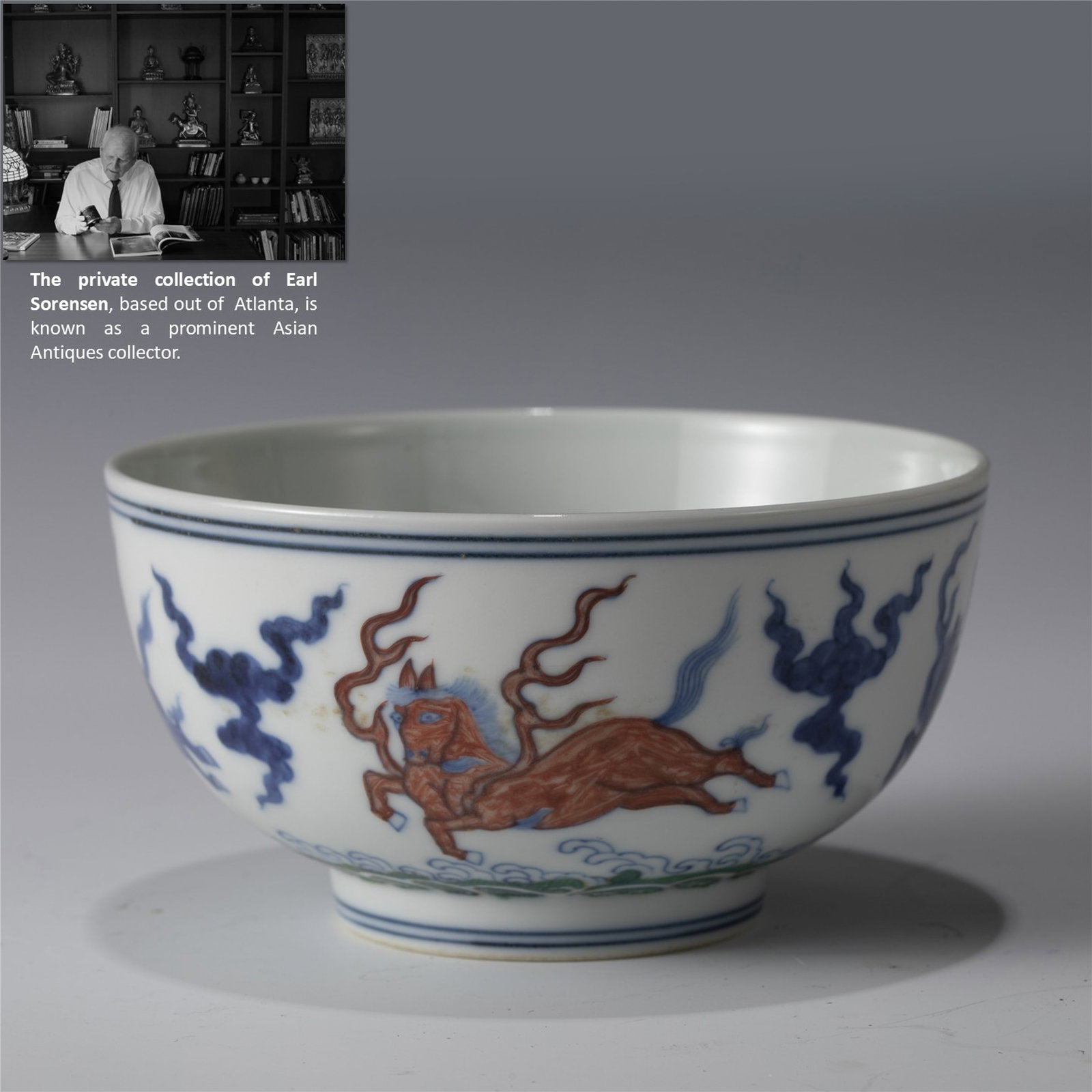 MING CHENGHUA BLUE & WHITE BOWL: PROVENANCE: From The private collection of Earl Sorensen, based out of Atlanta, is known as a prominent Asian Antiques collector. A International businessman whom trades with various Asian countries d