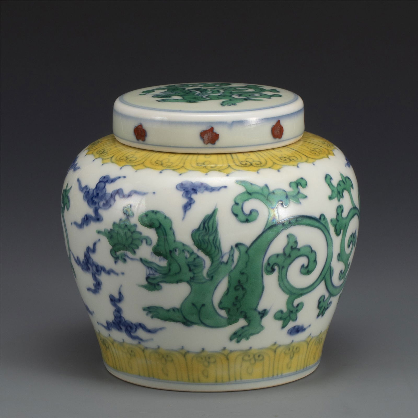 MING CHENGHUA DOUCAI DRAGON LIDDED JAR (1 of 7)