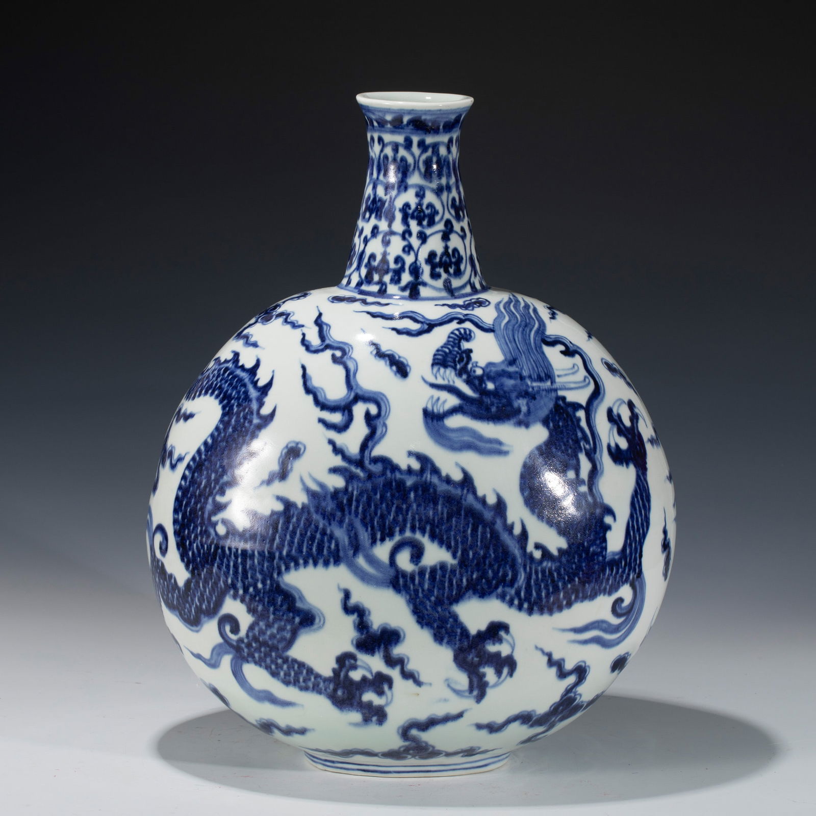 MING DYNASTY XUANDE BLUE AND WHITE MOON VASE (1 of 8)