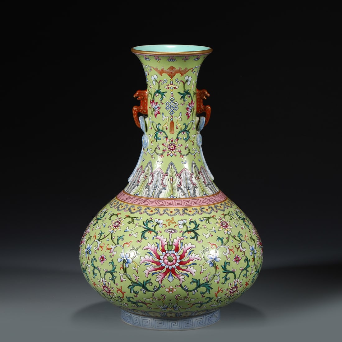 QING FAMILLE ROSE AMPHORA BOTTLE VASE (1 of 9)