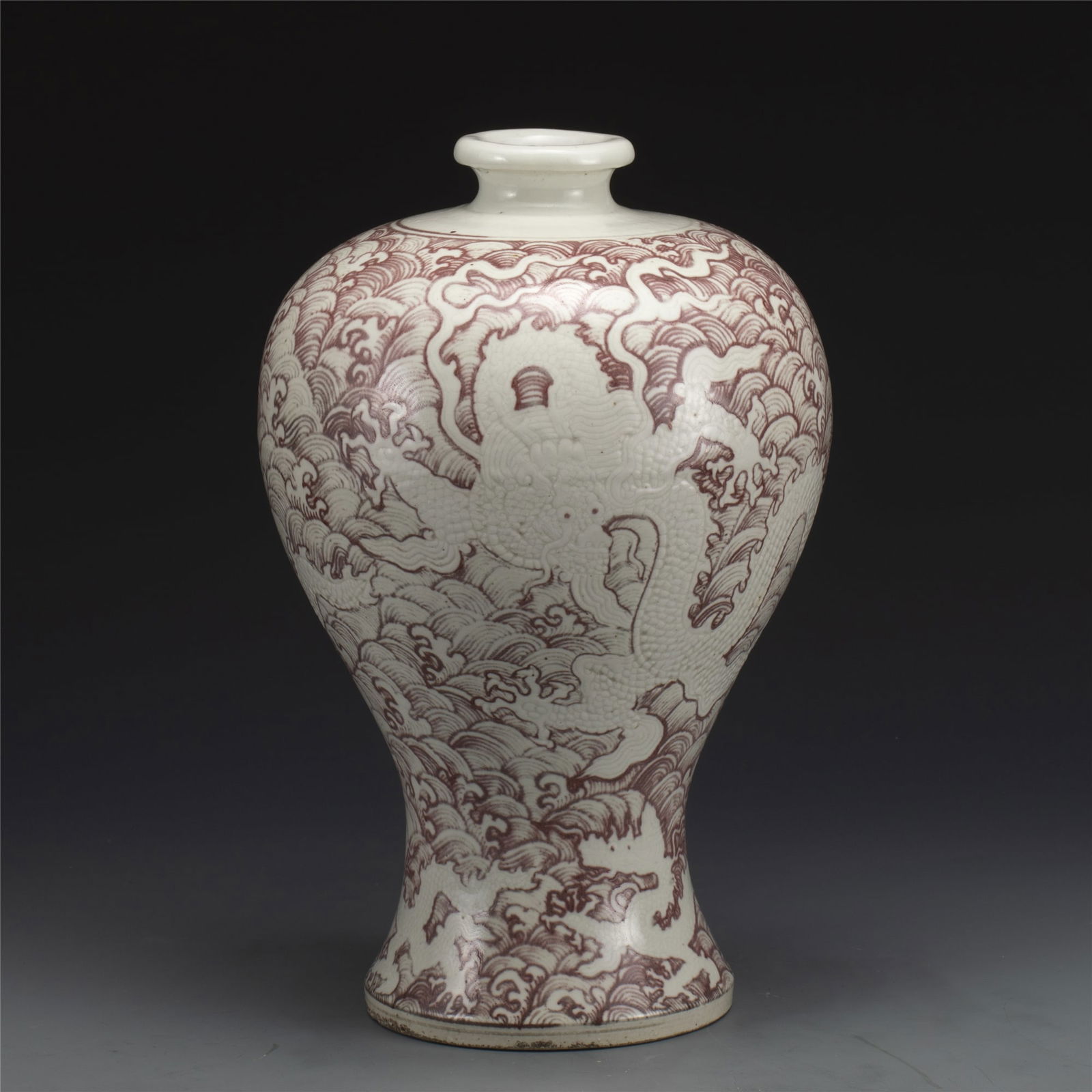 MING REVERSED RED DRAGON MEIPING JAR (1 of 7)