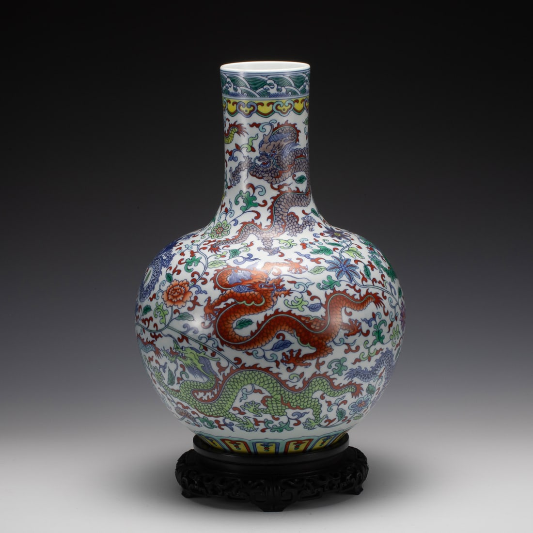 QING YONGZHENG DOUCAI CELESTIAL VASE ON STAND (1 of 8)