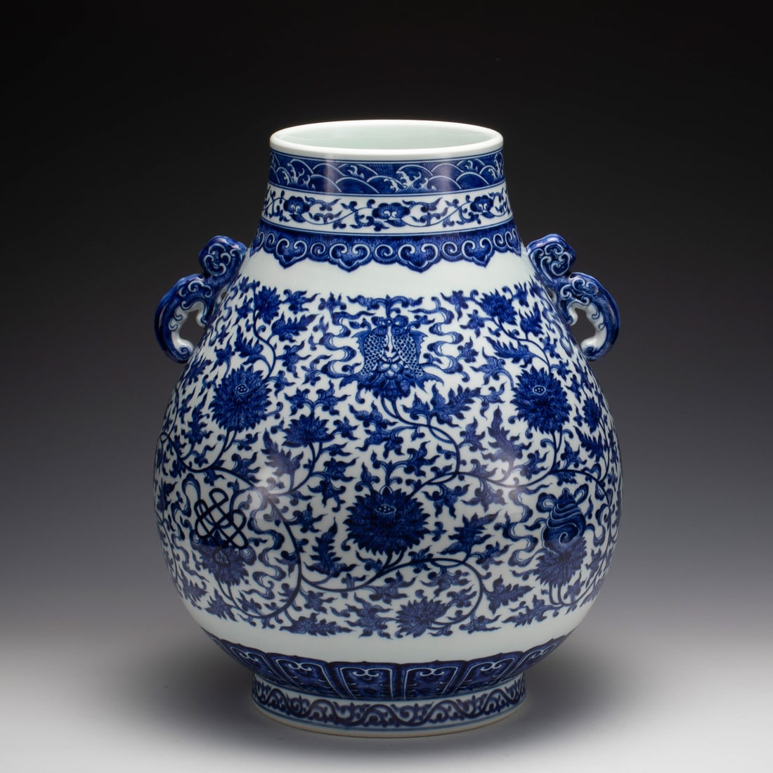 QING QIANLONG BLUE & WHITE DOUBLE-EAR ZUN VASE (1 of 7)