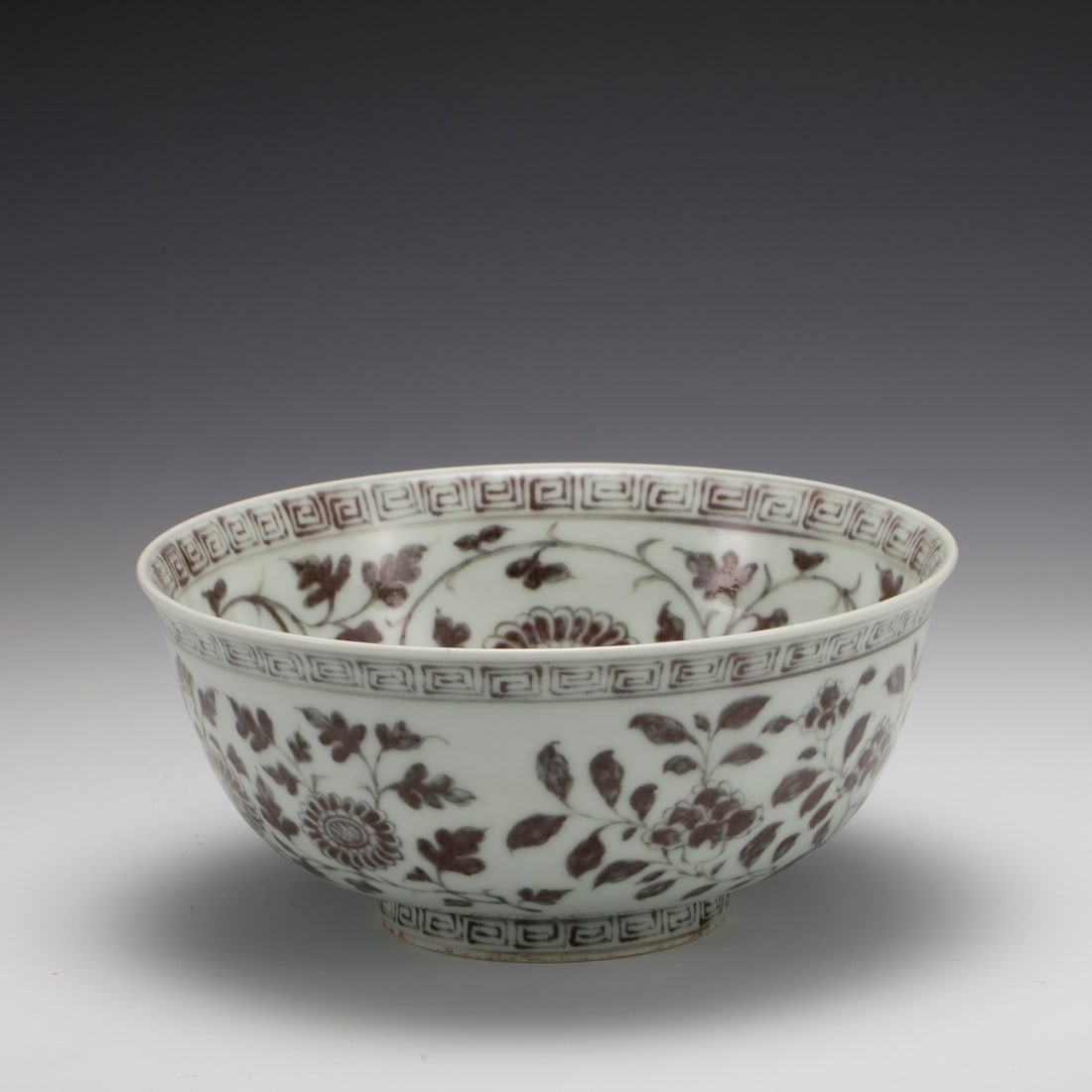 MING RED GLAZED FLORAL MOTIF BOWL (1 of 8)