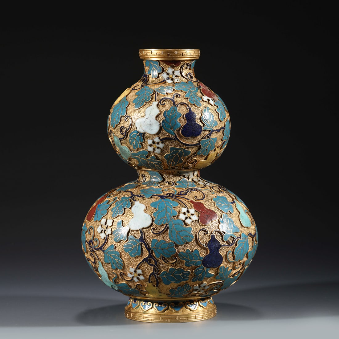 GILT BRONZE ENAMEL DOUBLE GOURD BOTTLE (1 of 9)