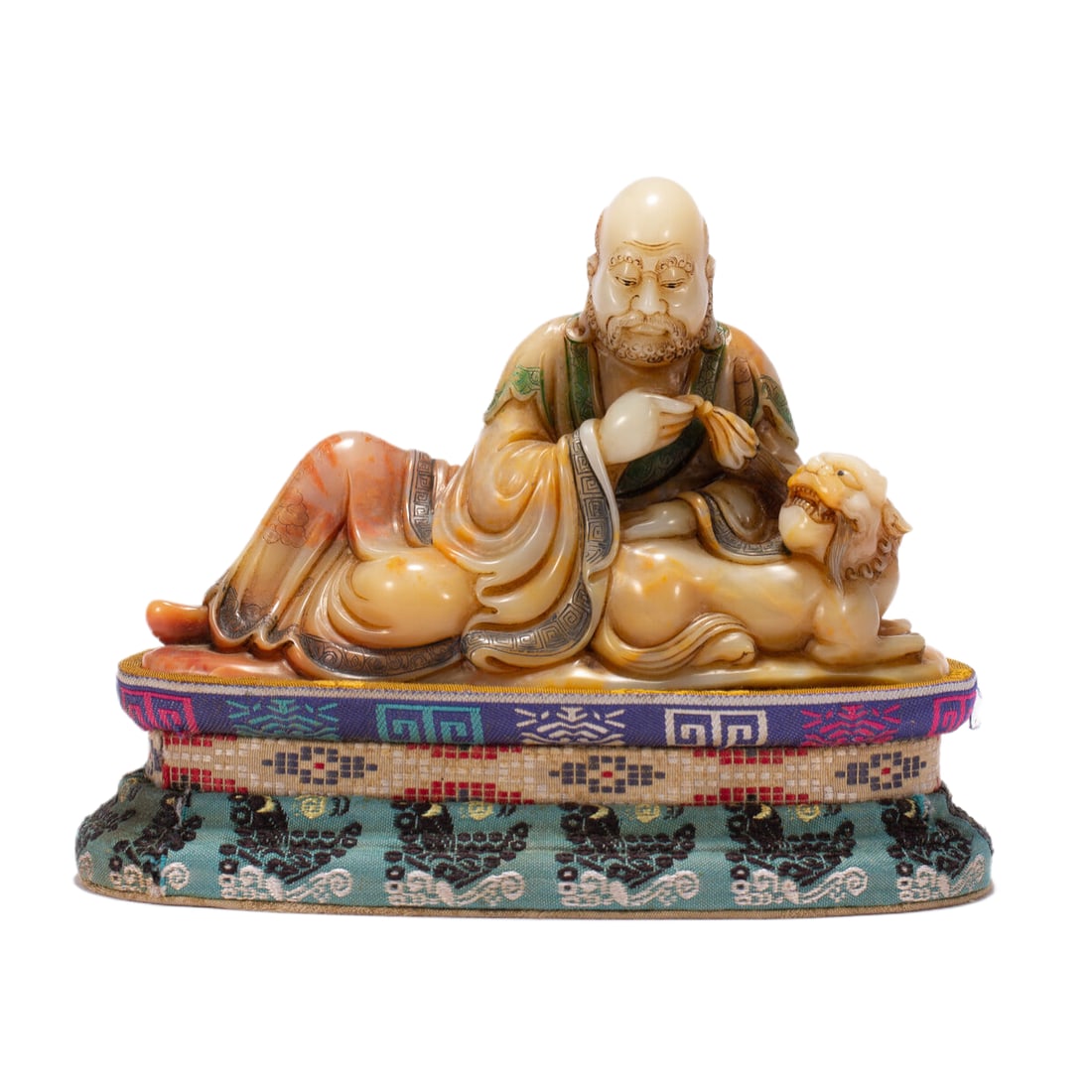 A CHINESE CARVED SHOUSHAN STONE FIGURE OF ARHAT (1 of 9)