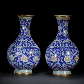 PAIR OF CLOISONNE ENAMEL VASES