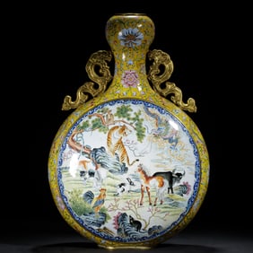 GILT BRONZE CLOISONNE ENAMEL MOON VASE