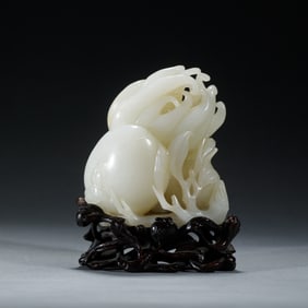 HETIAN JADE CARVED THREE FORTUNE ON STAND