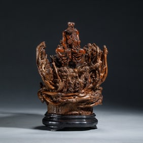 CARVED BAMBOO ORNAMENTS ON STAND