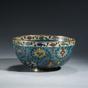 GILT BRONZE CLOISONNE BOWL