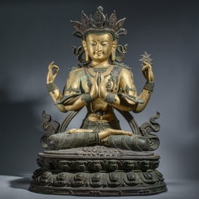GILT BRONZE 4 ARMS QUANYIN