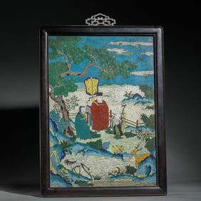 GILT BRONZE CLOISONNE WALL PANEL