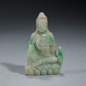 JADEITE CARVED SEATED GUANYIN
