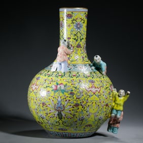 ENAMEL GLOBULAR VASE