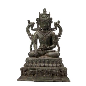 BRONZE SETAED BUDDHA