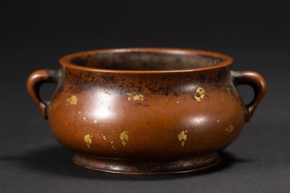 SPLASHED GILT DOUBLE EARS BRONZE CENSER