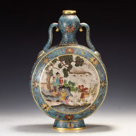 GILT BRONZE CLOISONNE MOON FLASK