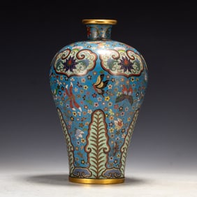 GILT BRONZE CLOISONNE MEIPING JAR