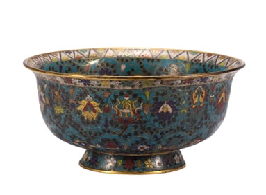 GILT BRONZE CLOISONNE EIGHT TREASURE BOWL