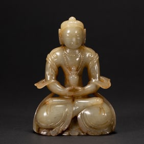 HETIAN JADE CARVED SEATED MAITREYA BUDDHA