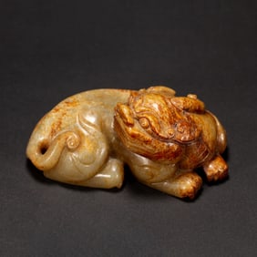 HETIAN JADE CARVED QILIN STATUE
