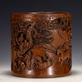 CHENXIANG ALLOESWOOD CARVED BRUSH POT