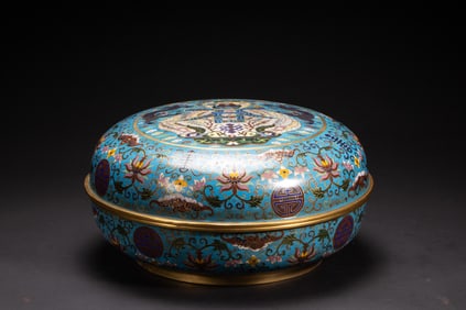 GILT BRONZE CLOISONNE LIDDED BOX