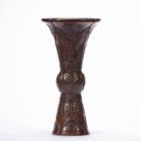 CHENXIANG ALLOESWOOD CARVED FLOWER VASE