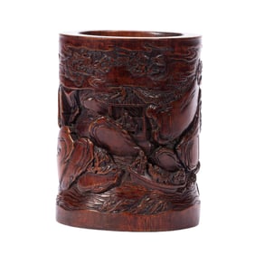 CHENXIANG ALLOESWOOD CARVED BRUSH POT