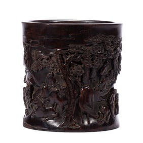 ZITAN CARVED BRUSH POT
