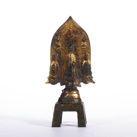 GILT BRONZE TSANDING BUDDHA & AUREOLLE