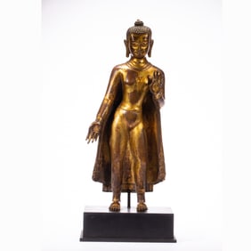 GILT BRONZE TSANDING BUDDHA & AUREOLLE