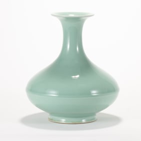 A CHINESE GLOBULAR SKY GREEN ZUN VASE