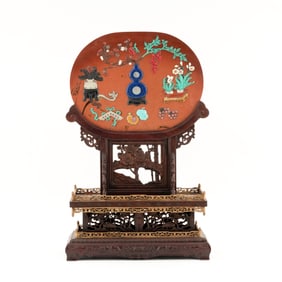 CHINESE MOONSTONE TABLE SCREEN