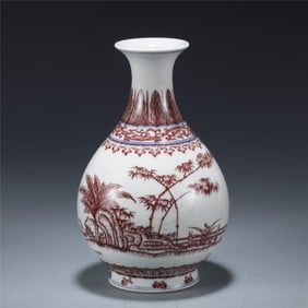 QING UNDERGLAZE RED JADE POT SPRING VASE