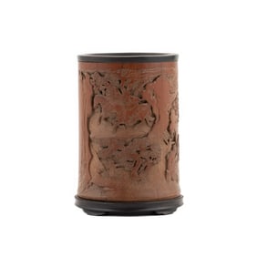 CHINESE BAMBOO CARVED BRUSH POT
