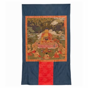 18TH C SILK KESI THANGKA SHAKYAMUNI BUDDHA