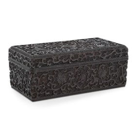 CARVED ZITAN BOX WITH INTRICATE PATTERNING