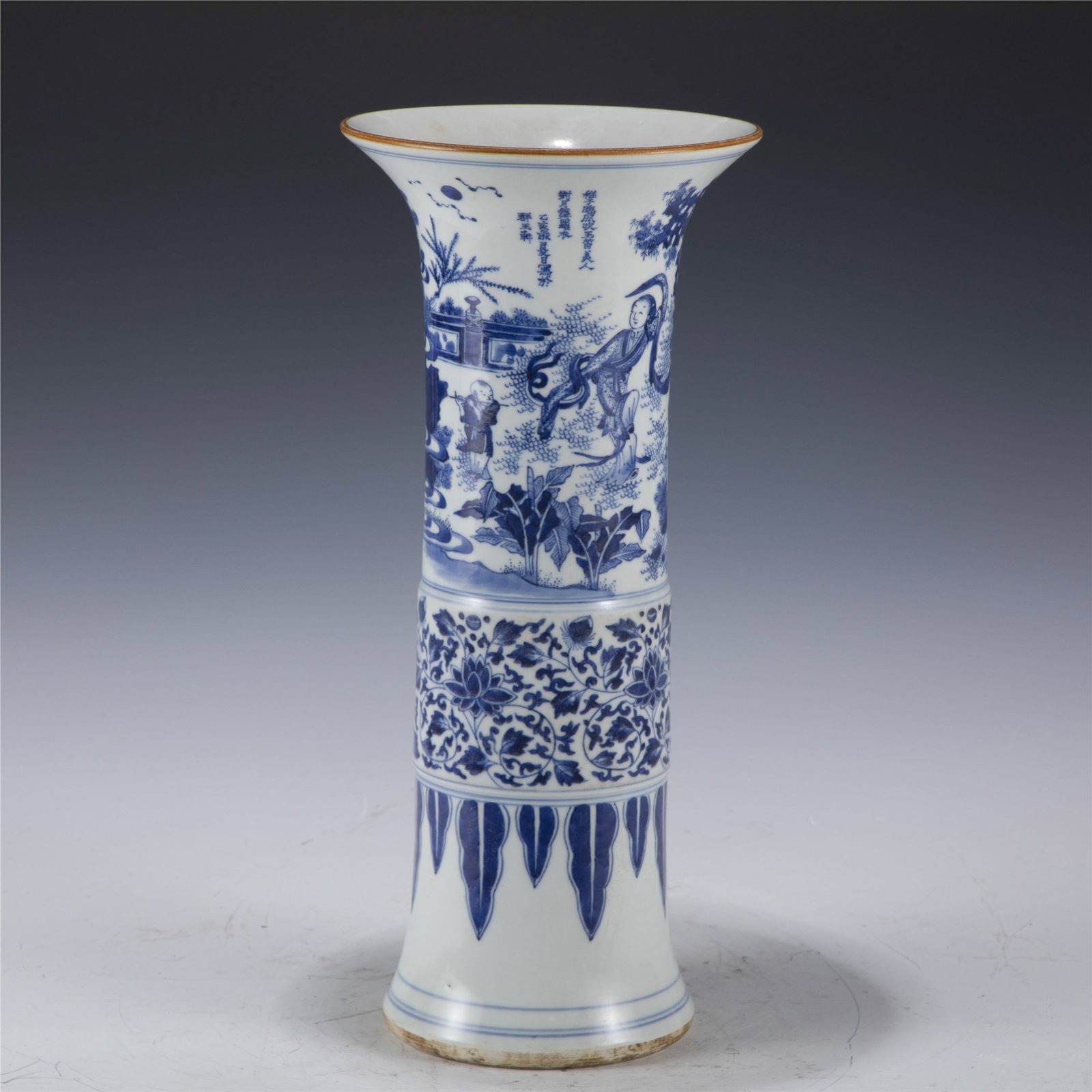 QING BLUE AND WHITE PHOENIX MUSHROOM VASE (1 of 8)