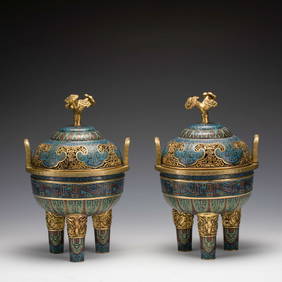 QING QIANLONG CLOISONNE INCENSE BURNER (1 of 10)