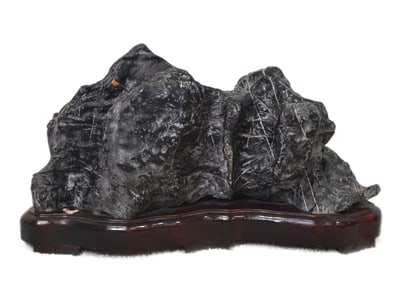 LARGE CHINESE LINGBI SCHOLAR STONE ON STAND