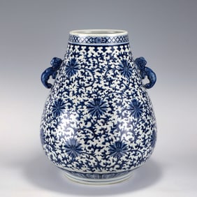 QING BLUE & WHITE DOUBLE EAR ZUN