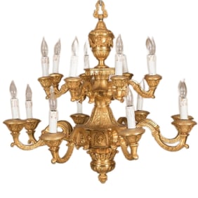 GILT BRONZE TWO TIER CHANDELIER