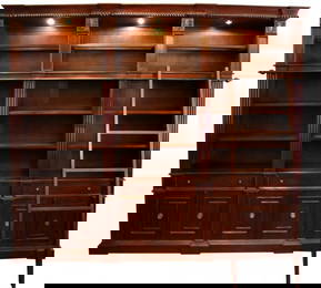 GRAND SCALE TUSCAN STYLE MAHOGANY LIBRARY CABINET