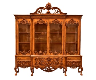 20TH C CARVED MAHOGANY CHINA CABINET